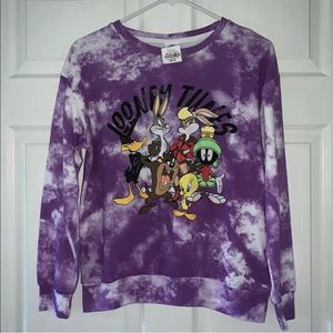 Women’s XS FREEZE LOONEY TUNES Purple Tie Dyed Sweatshirt NWT